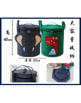 有盖玩具收纳桶可折叠 Animal Cartoon Design Foldable Laundry Basket Kids Toy Bin Multipurpose Bin Storage Organizer With Cover