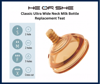 He Or She Classic Ultra Wide Neck Milk Bottle Nipple Replacement Teat Accessories