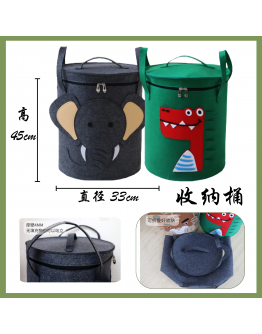 有盖玩具收纳桶可折叠 Animal Cartoon Design Foldable Laundry Basket Kids Toy Bin Multipurpose Bin Storage Organizer With Cover