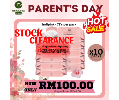 Parent's Day BIG Sales - CLEARANCE STOCK - ENBLANC Korea Premium Antibacterial Wet Baby Wipes - Indipink (Hibiscus Extract) - 72's x10packs (1carton)